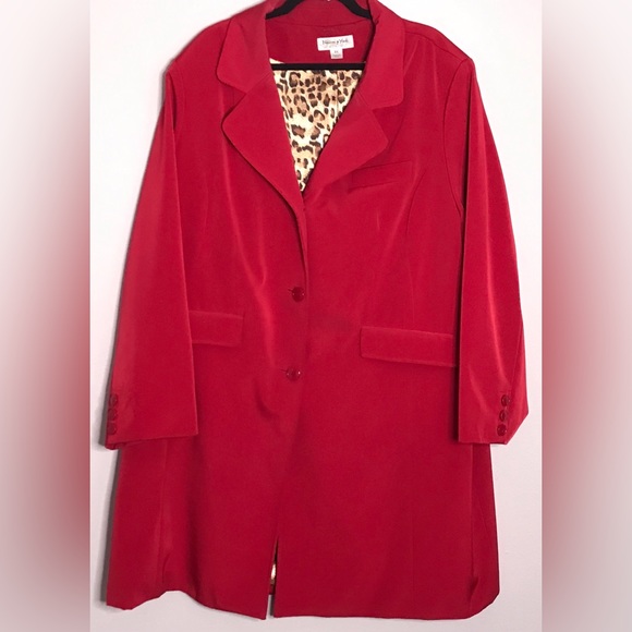 Preston & York Jackets & Blazers - Preston & York Red & Leopard Trench Coat 3X